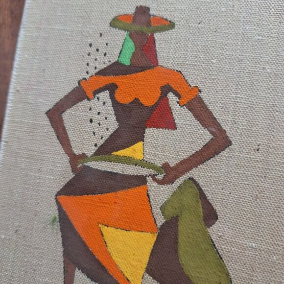 Vintage Virgilio Nabais Artwork Brazilian Woman Farmer Framed 15 x 12 Fabric - Picture 3 of 5
